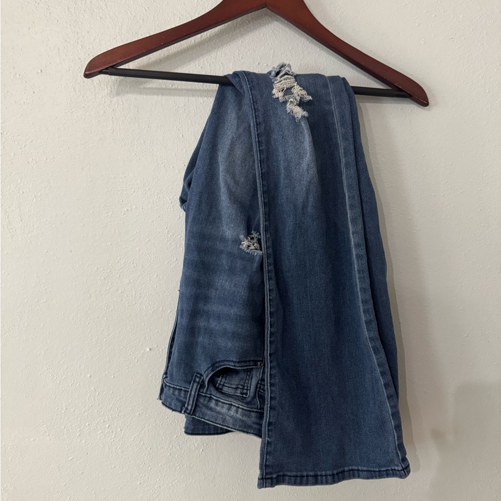 SHEIN Distressed Blue Flare Jeans